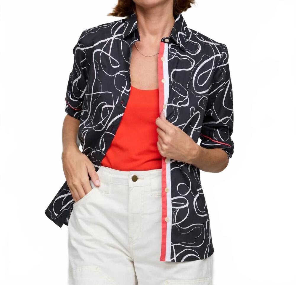 NEW HINSON WU long sleeve ribbon print reese blouse in multi